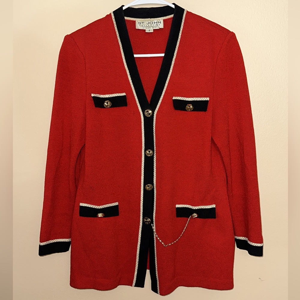 St. John Collection Red and Black Blazer